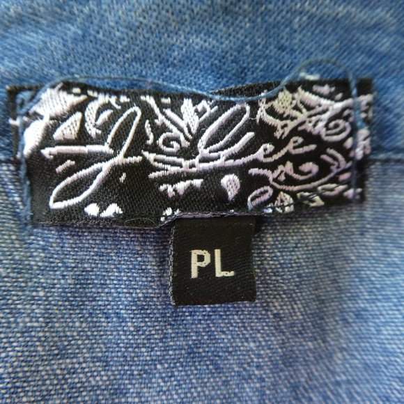 Vintage Denim Dress Full Zipper Smocked Waist Chest Flap Pockets Cotton India M - Picture 5 of 7